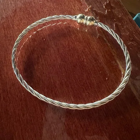 Cape Cod Double Ball Twist Bracelet 8.5 (XXL) 14K Gold & Sterling Silver - Picture 2 of 4